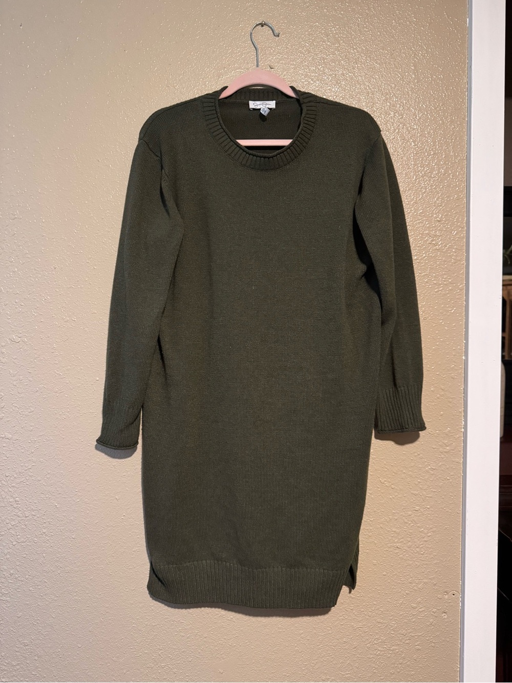 Jessica Simpson Olive Crewneck Sweater Dress